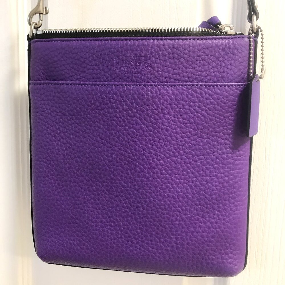 Coach Purple Bleecker Pebbled Leather Crossbody Bag Like New